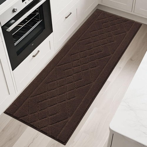 BEQHAUSE Kitchen Mats for Floor 2PCS, Kitchen Rugs Non-Slip Washable, Kitchen Runner Rug Absorbent and Stain Resistant, Floor Mat for Kitchen, Laundry & Sink, 24"x36"+24"x60", Brown