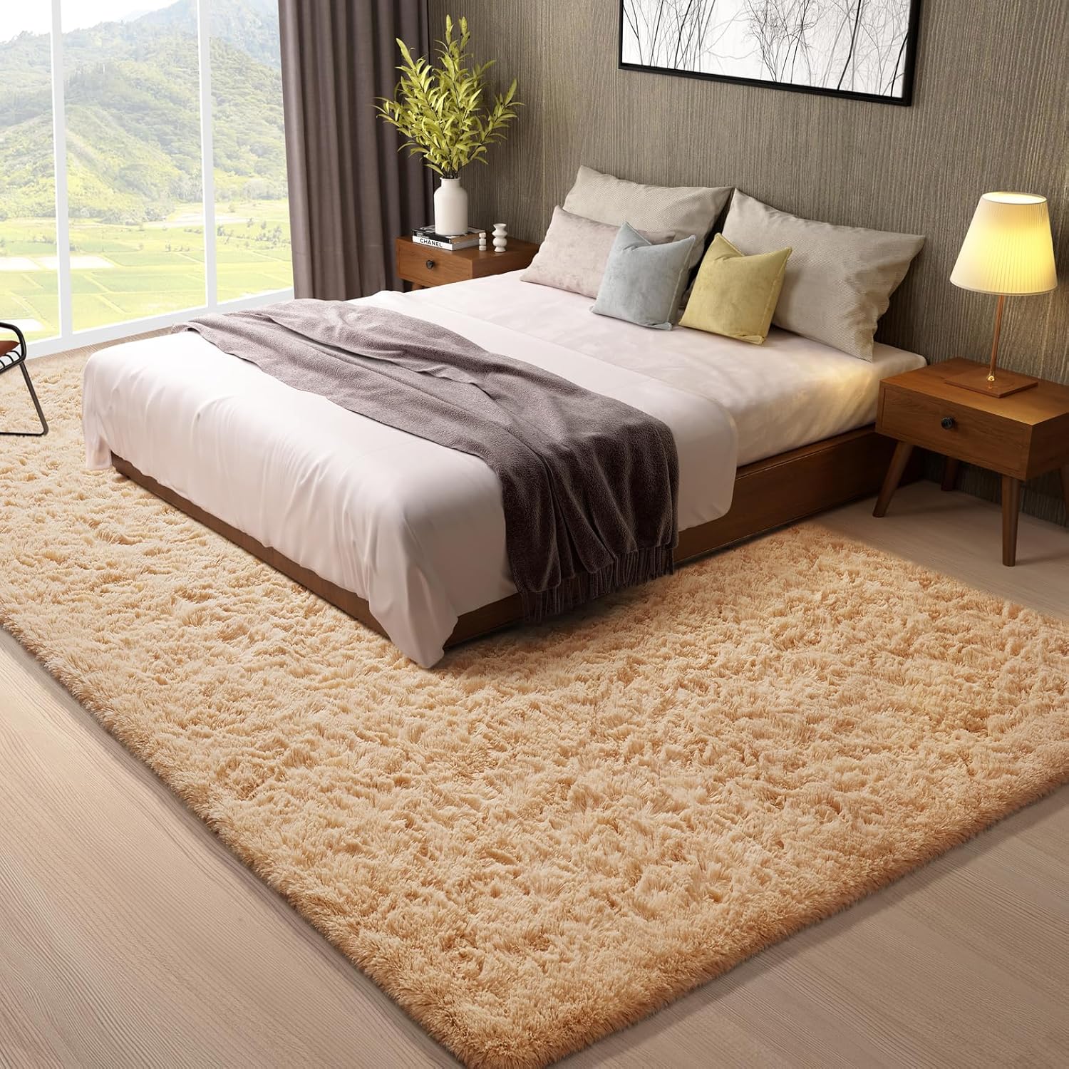 Ophanie 8x10 Beige Area Rug - Soft Shaggy Carpet for Living Room & Nursery | Cozy Indoor Decor