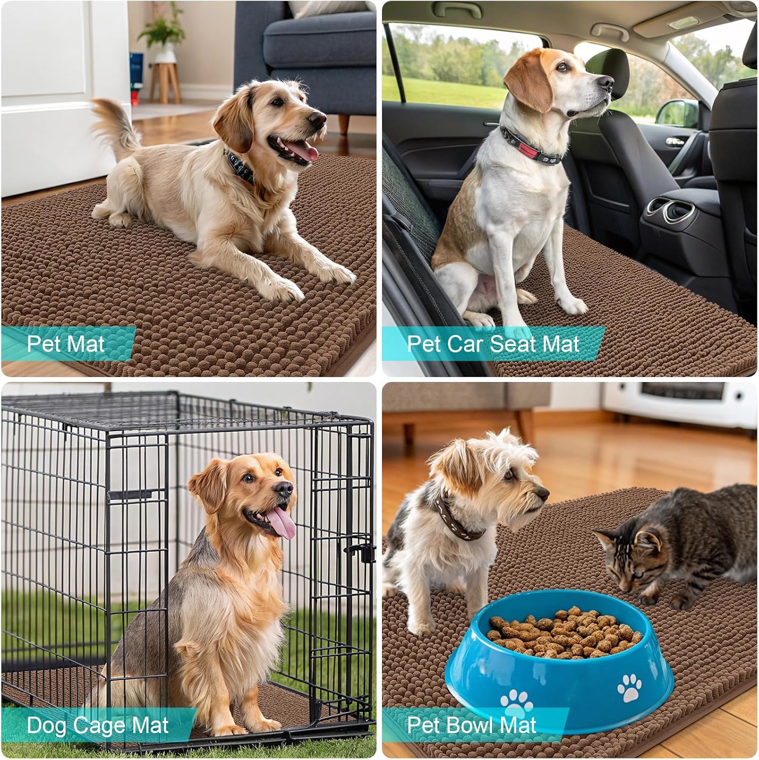 OLANLY Dog Door Mat - Absorbent Non-Slip Washable Chenille Mat for Muddy Paws | 44x32 Mocha Color