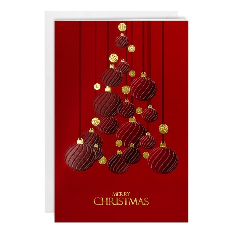 Dark Red Christmas Cards Set 80 with Gold Foil & Embossing, 6.75 x 4.5 Inl Envelopes & Seal Stickers (5 Pack) – Variation: Dark Red+80 Cards