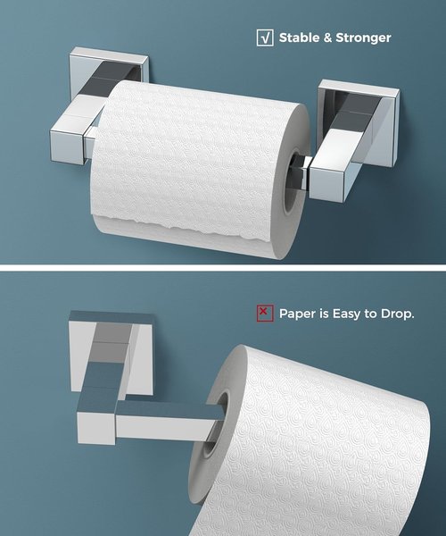 FORIOUS Stainless Steel Toilet Paper Holder - Rustproof Double Post Pivoting Design | Chrome Finish