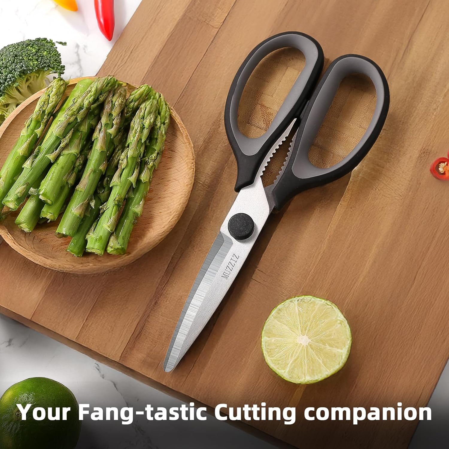 Skiennix Kitchen Scissors - Heavy Duty Stainless Steel Shears with Comfort Grip Handle | 8.3-Inch Black