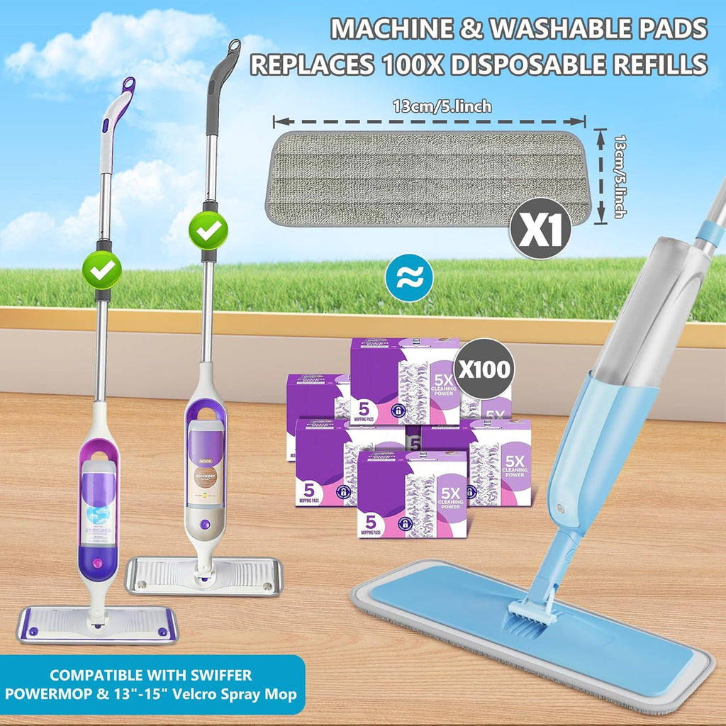 MEXERRIS Floor Mop - Spray Wet Mop for Hardwood Cleaning with 3 Washable Pads | Versatile for Wood, Laminate & Tile