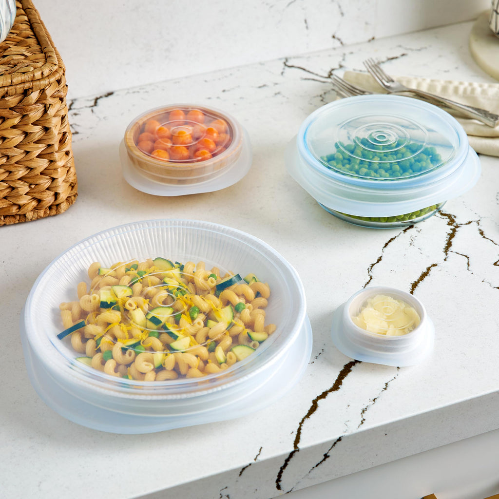 Stasher Premium Reusable Silicone Stretch Lids, Clear, 3pk of 9” Lids, Airtight Seal, Food Container Covers, BPA Free, Leak-free, Dishwasher Safe, Microwave Safe, Eco-Friendly
