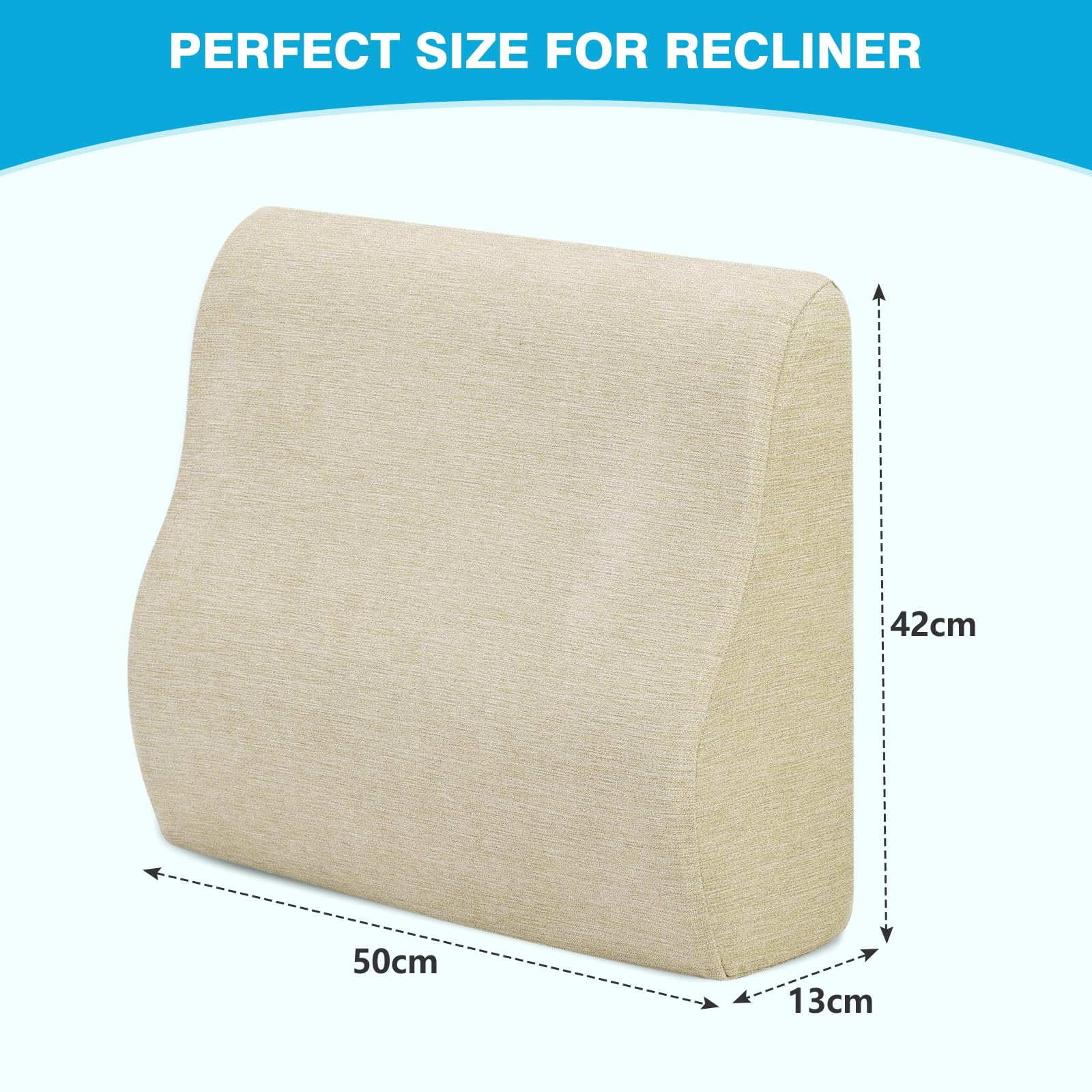 TANYOO Back Support Pillow for Recliner Dual Layer Lumbar Support Pillow with Gel Memory Foam Ergonomic Orthopedic Lumbar Cushions for Elderly Lower Back Pain Relief Washable Cover Khaki