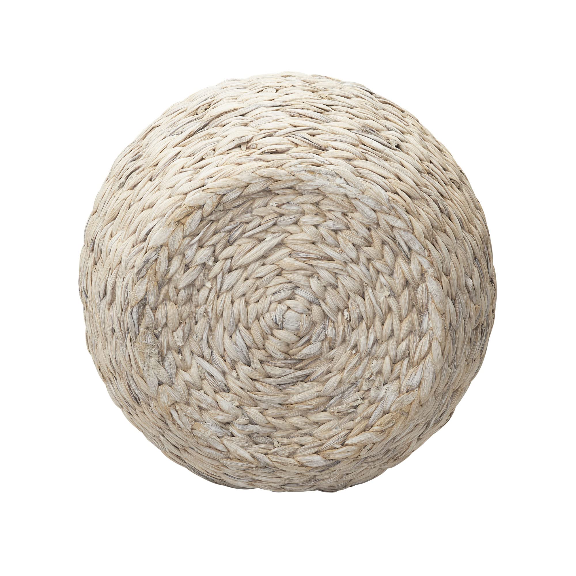 Household Essentials Handwoven Water Hyacinth Barrel Wicker Storage Basket Side Table, Cream Finish
