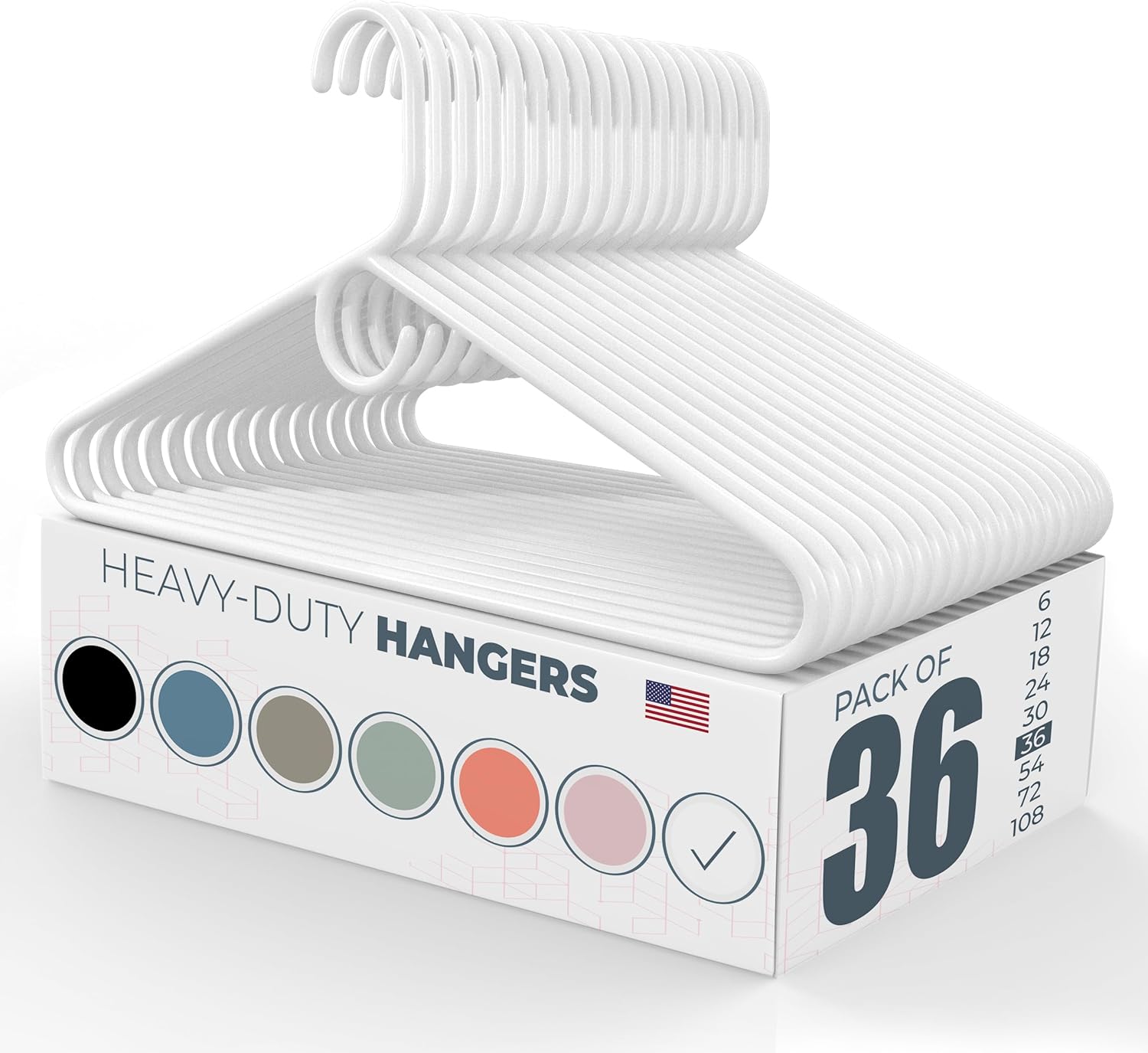 Neaties Heavy Duty Clothes Hangers - 36 Pack | 8lb Capacity Plastic Hangers for Adult Clothing - Durable White