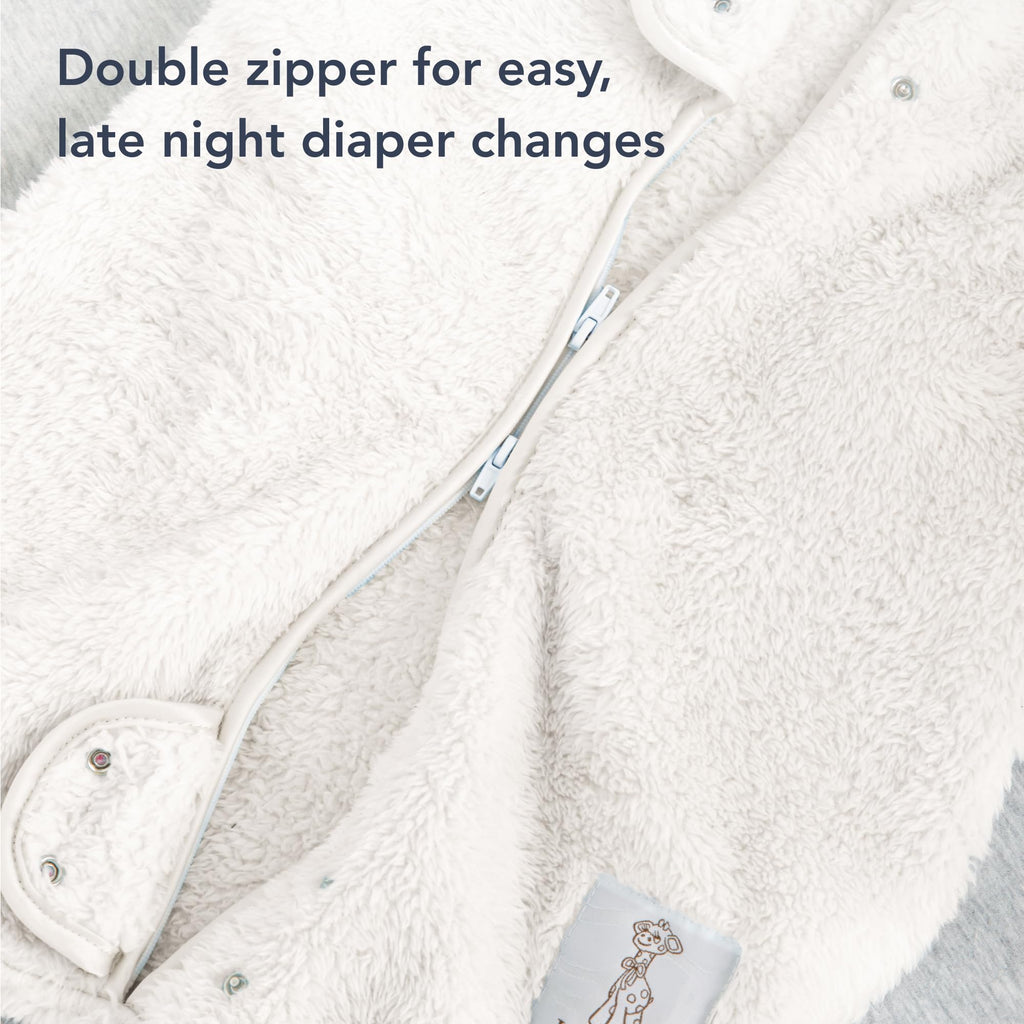 Little Giraffe Chenille Dream Sack, Cream - 1 TOG Sleep Sack 0-6 Months with Double-Zipper Design for Easy Diaper Changes - Ultra-Soft Baby Wearable Blanket with Chin and Zipper Guards
