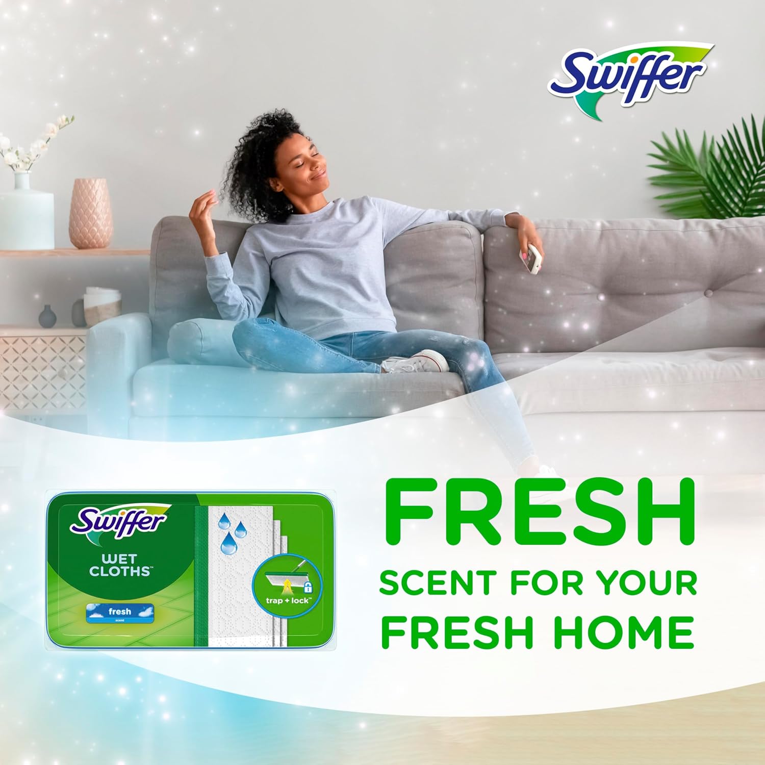 Swiffer Sweep + Mop Wet Pads Refill - All-Purpose Floor Cleaner for Dirt & Dust | Fresh Gain Scent, 36ct