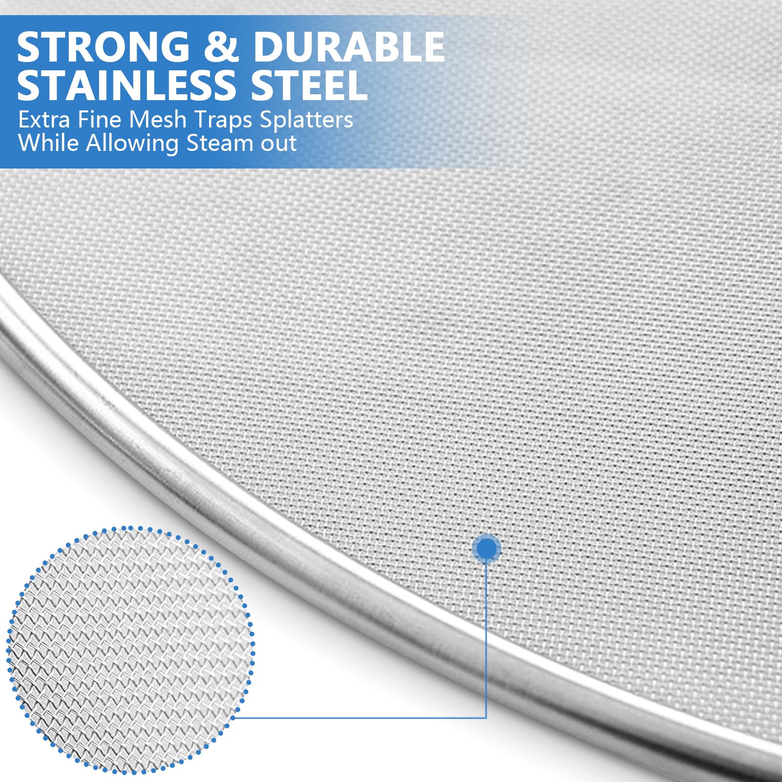 Splatter Screen for Kitchen, Stainless Steel Fine Mesh Splatter Screen for Frying Pan, 10, 13 Inch Grease Splatter Guard with Fold Flat Knob