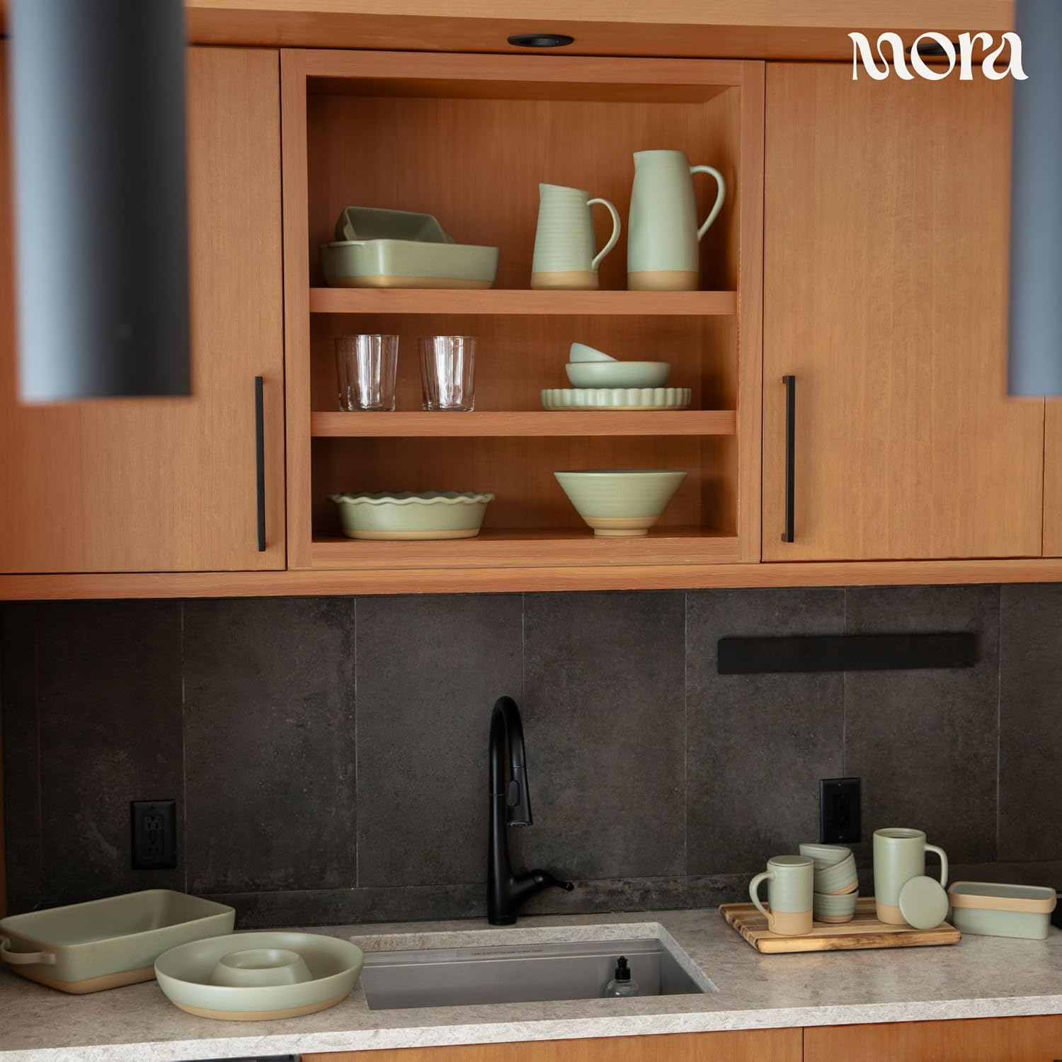 Mora Ceramic Baking Dish - Extra Deep 9x13 in Casserole Pan with Handles | Versatile Porcelain Bakeware in Thyme