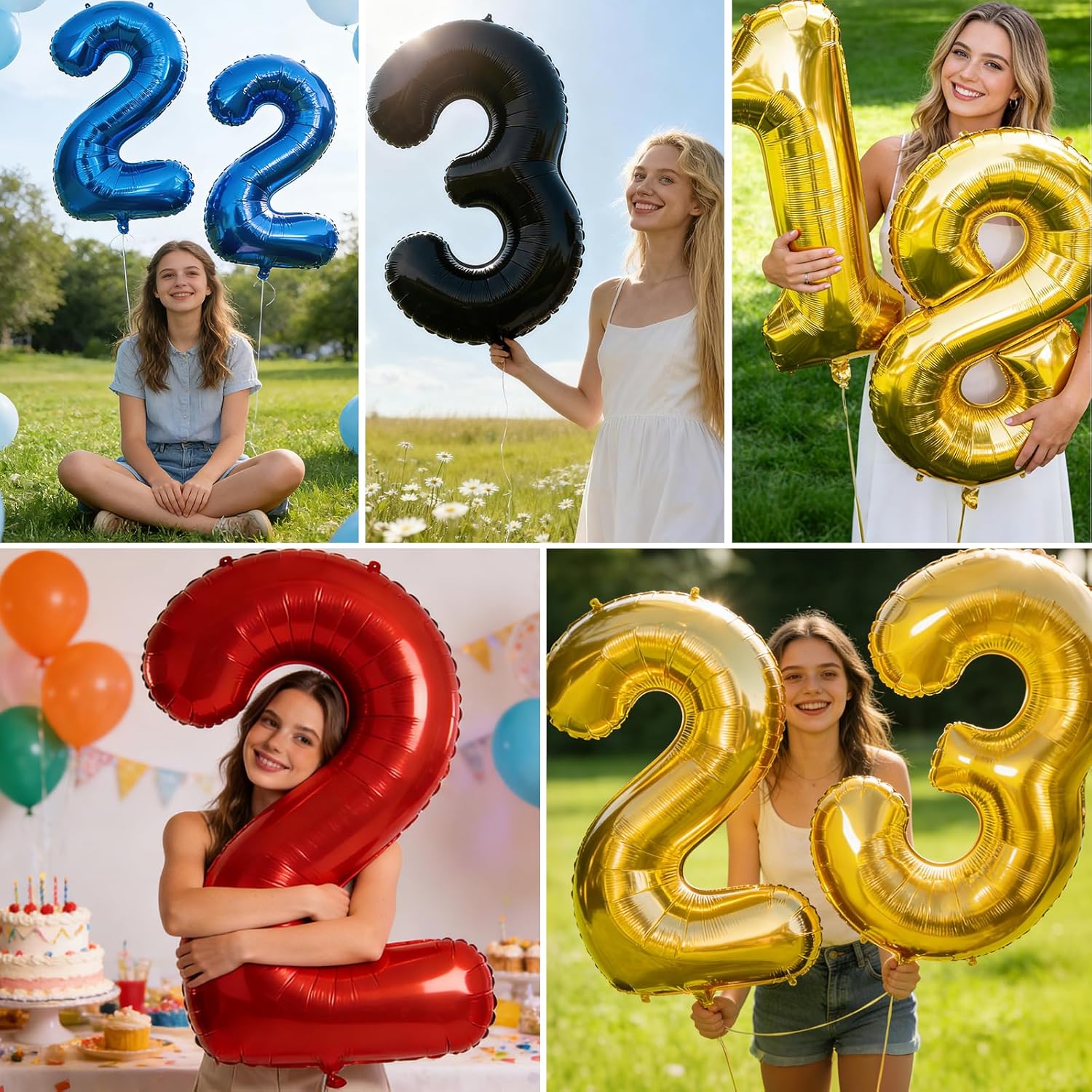 Smlpuame 40-Inch Gold Number Balloons 0-9 | Large Helium Foil Balloons for Birthday & Anniversary Celebrations