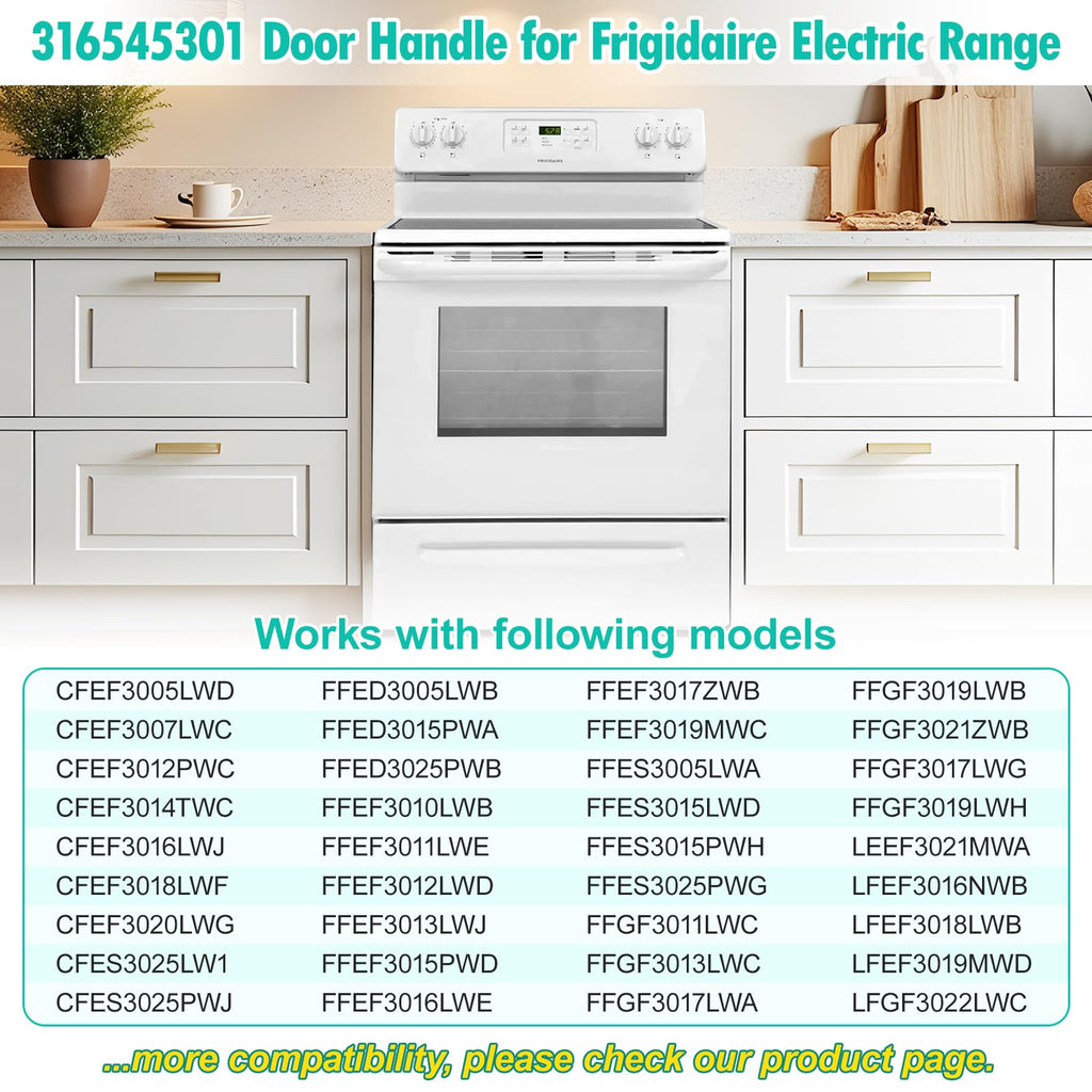 Upgraded 316545301 Oven Door Handle Replacement Compatible with Frigidaire Kenmore Crosley Stove Oven Handle Replacement 316020200 1614011 AP4527354 Range Oven Handle for Gas/Electric Range Stove