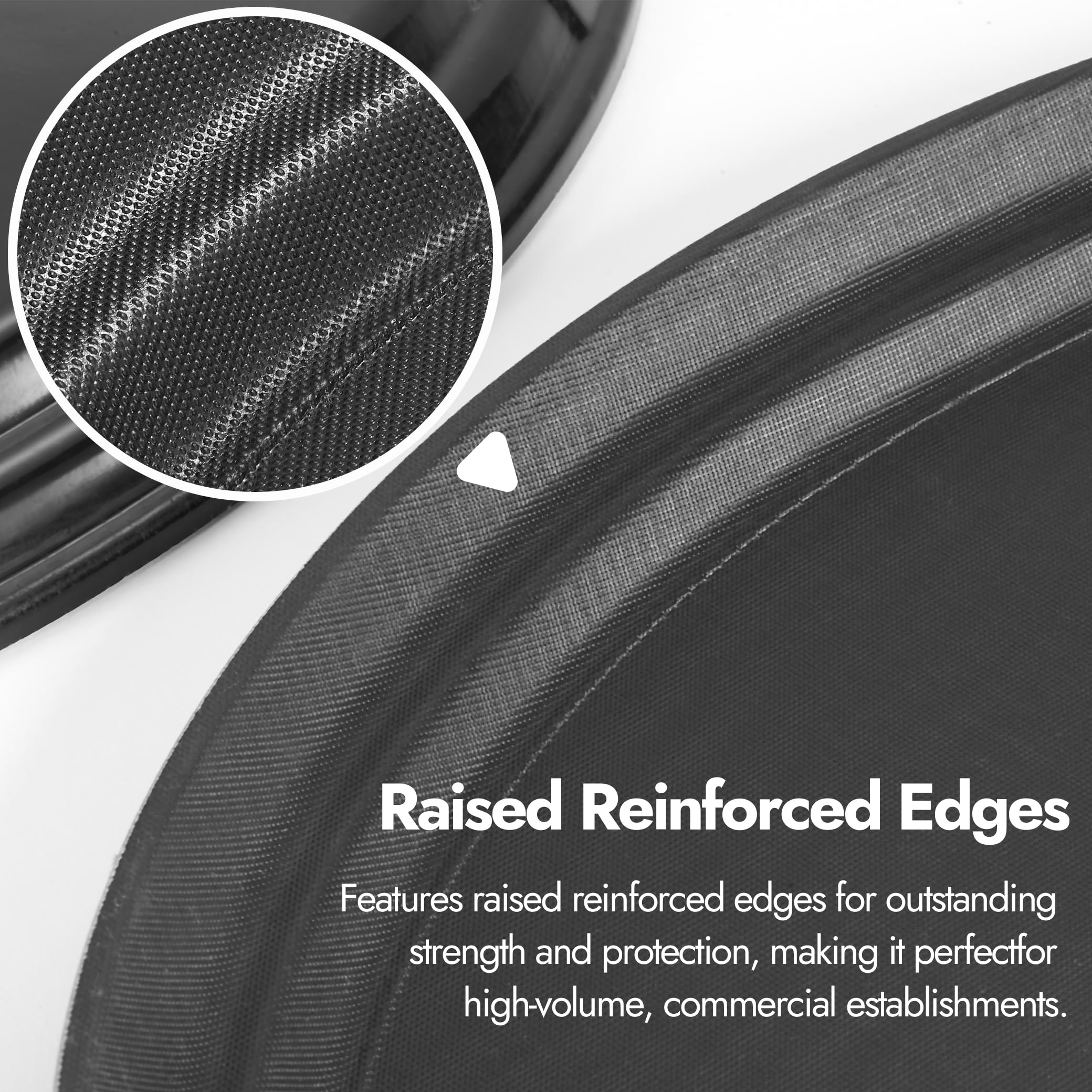 CURTA 2-Pack Restaurant Grade Non-Slip Tray, NSF, Oval 22-Inch x 27-Inch, Plastic Rubber Lined Round Serving Tray, Black
