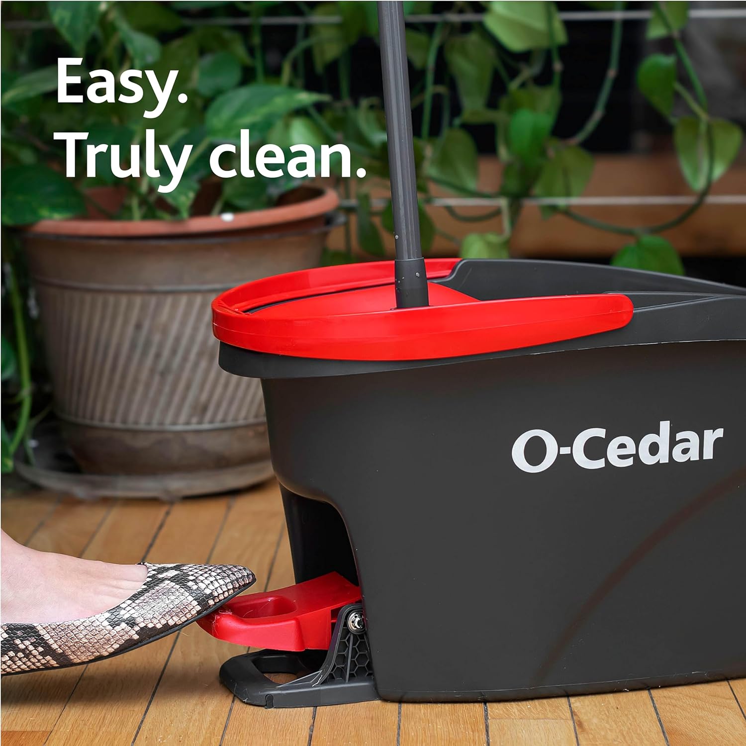 O-Cedar EasyWring Microfiber Spin Mop System - Includes 2 Extra Refills | Red/Gray Color