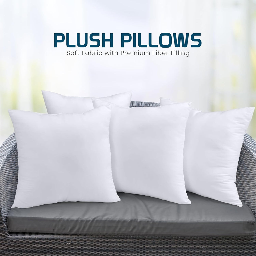 Utopia Bedding Throw Pillows - Fluffy Down Alternative Set of 4 | 24 x 24 Inches, White for Indoor & Outdoor Use