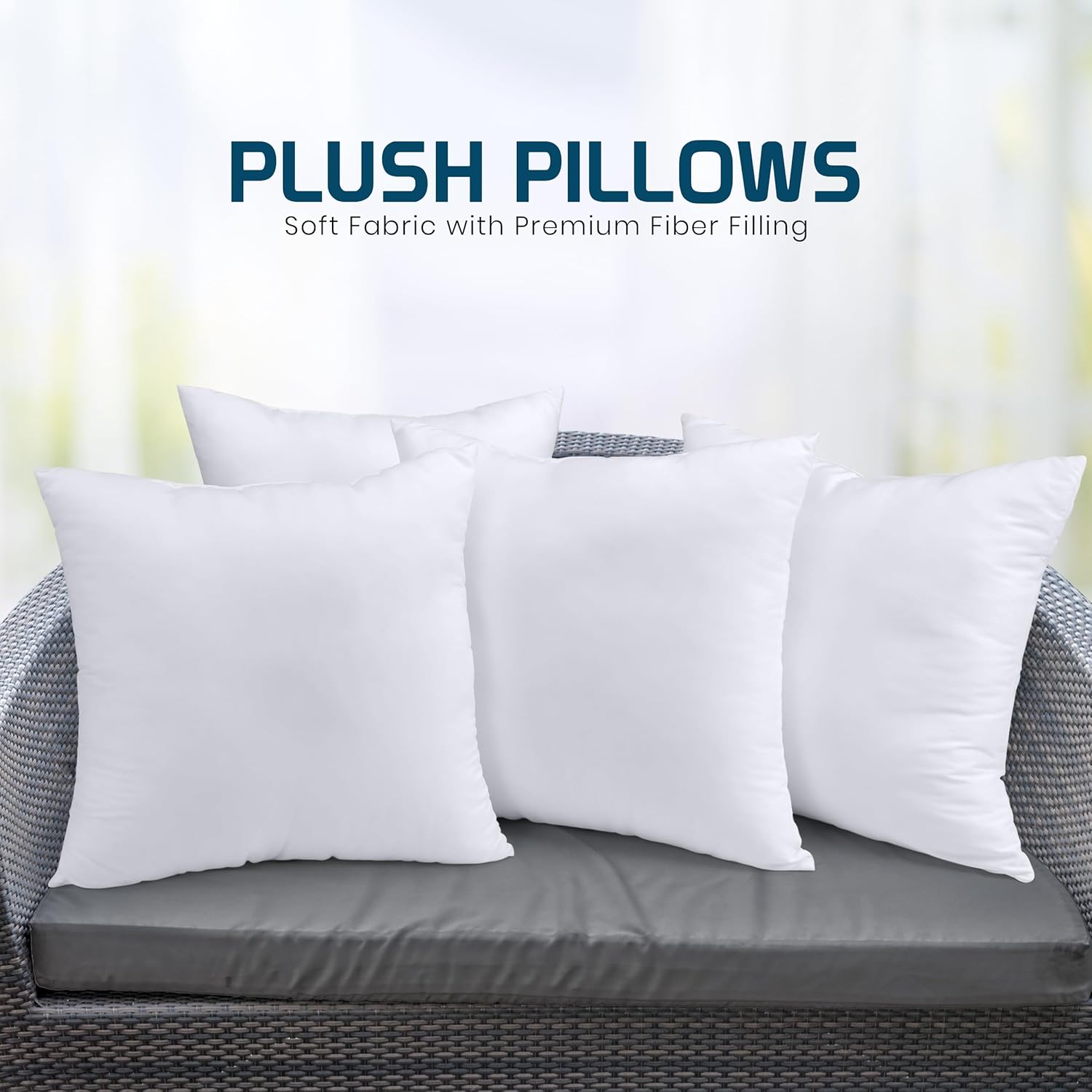 Utopia Bedding Throw Pillows - Fluffy Down Alternative Set of 4 | 24 x 24 Inches, White for Indoor & Outdoor Use