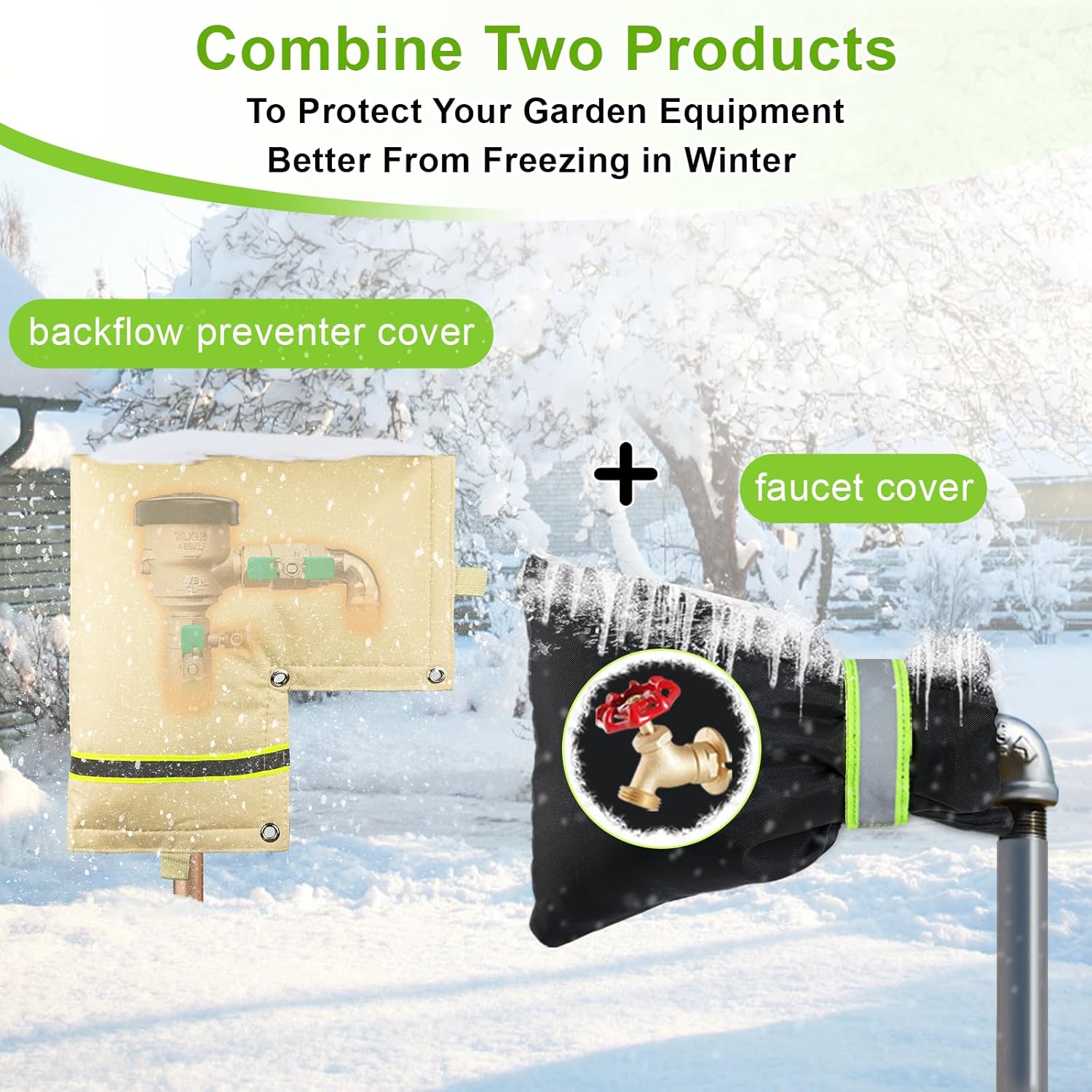 Outdoor Backflow Preventer Cover - Insulated Pouch for Freeze Protection | Beige, 14”W X 13”H
