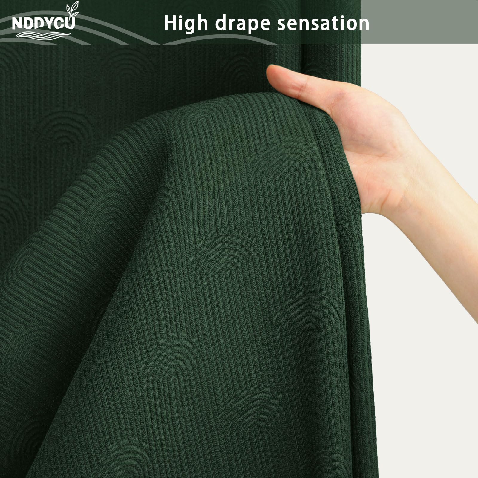 NDDYCU Dark Green Shower Curtain Boho Cotton Texture Mid Century Minimalist Arch Shower Curtain for Bathroom,72" W X 72" L