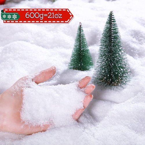 Kasyat Snow Fake Craft Decoration - Artificial Flake Snow Powder Filler for Christmas Parties | 600g White