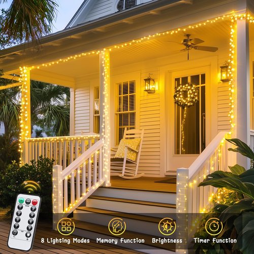 JMEXSUSS Battery Operated String Lights - 66ft 200 LED Warm White Fairy Lights with Remote | Indoor & Outdoor Use