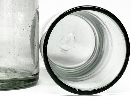 Handmade con Amor - 18 oz Hand Blown Mexican Drinking Glasses - Set of 6 tumblers, 18 fl oz each, Clear