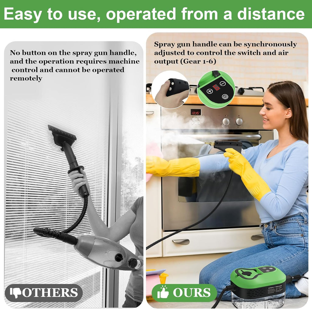 Skiennix Handheld Steam Cleaner - 15s Heat-Up, 1.2L Tank, 6-Level Adjustable Handle | Ideal for Home & Car Detailing