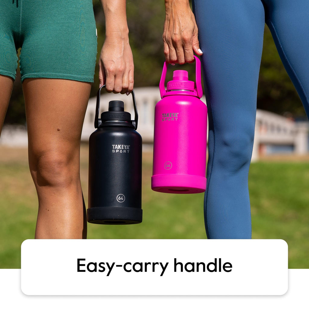 Takeya Sports Water Bottle with Spout Lid - Bottle with Triple Stainless Steel Insulation - Dishwasher Safe & BPA-Free - Bottle with Ice-Blocking Spout Lid & Removable Bumper - 64 oz, Touchdown Teal