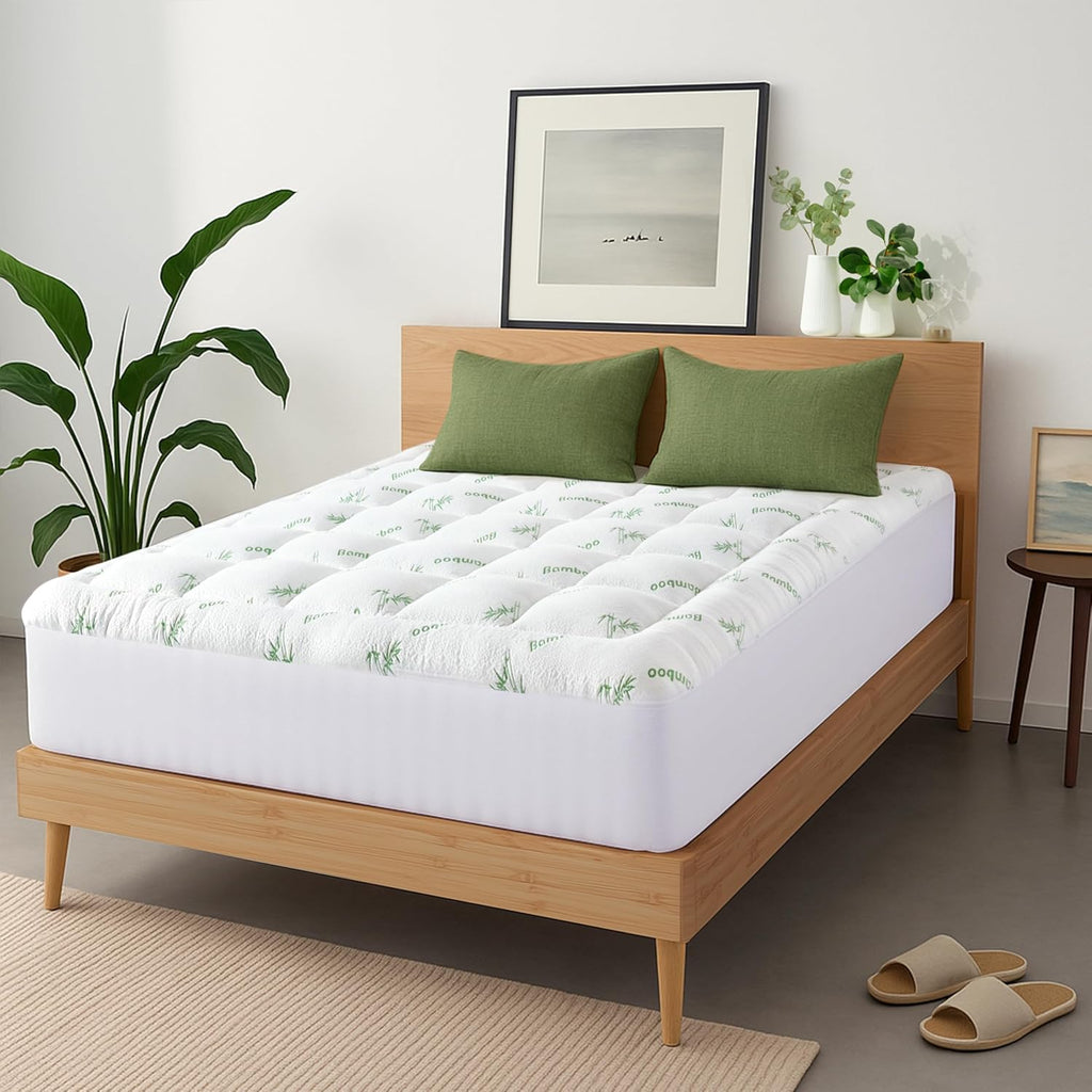 Niagara Sleep Solution King Size Mattress Topper - Ultra Soft Bamboo Viscose Pillow Top for Back Pain Relief | Naturally Cooling, Sage