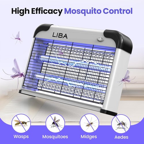 LiBa Electric Bug Zapper | Powerful 2800V Indoor Insect Killer - Includes 2 Extra Replacement Bulbs - Easy to Clean
