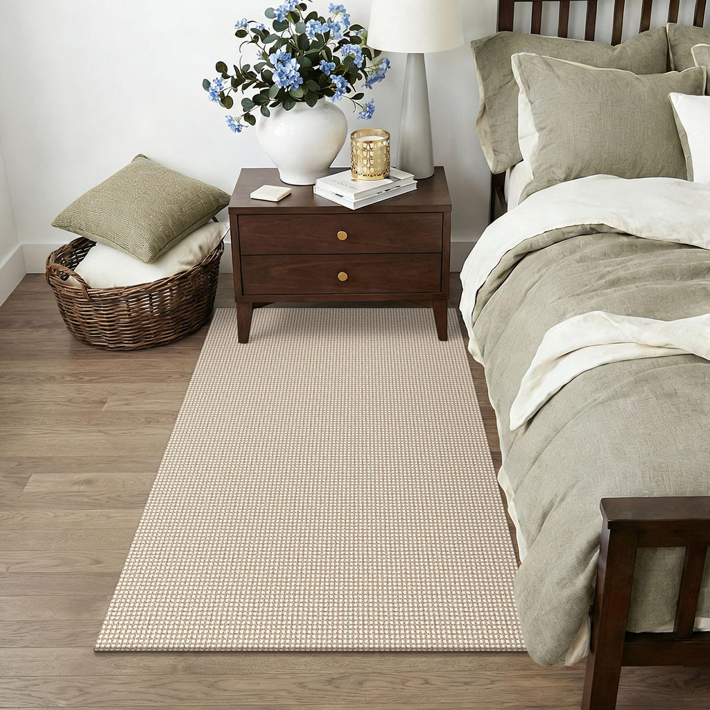 KOZYFLY Rugs for Entryway 3x5 ft Washable Area Rug Non Slip Rubber Backed Entry Rug Woven Indoor Door Mat Cotton Kitchen Rugs for Entryway, Foyer, Backdoor, Ivory/Camel/Brown