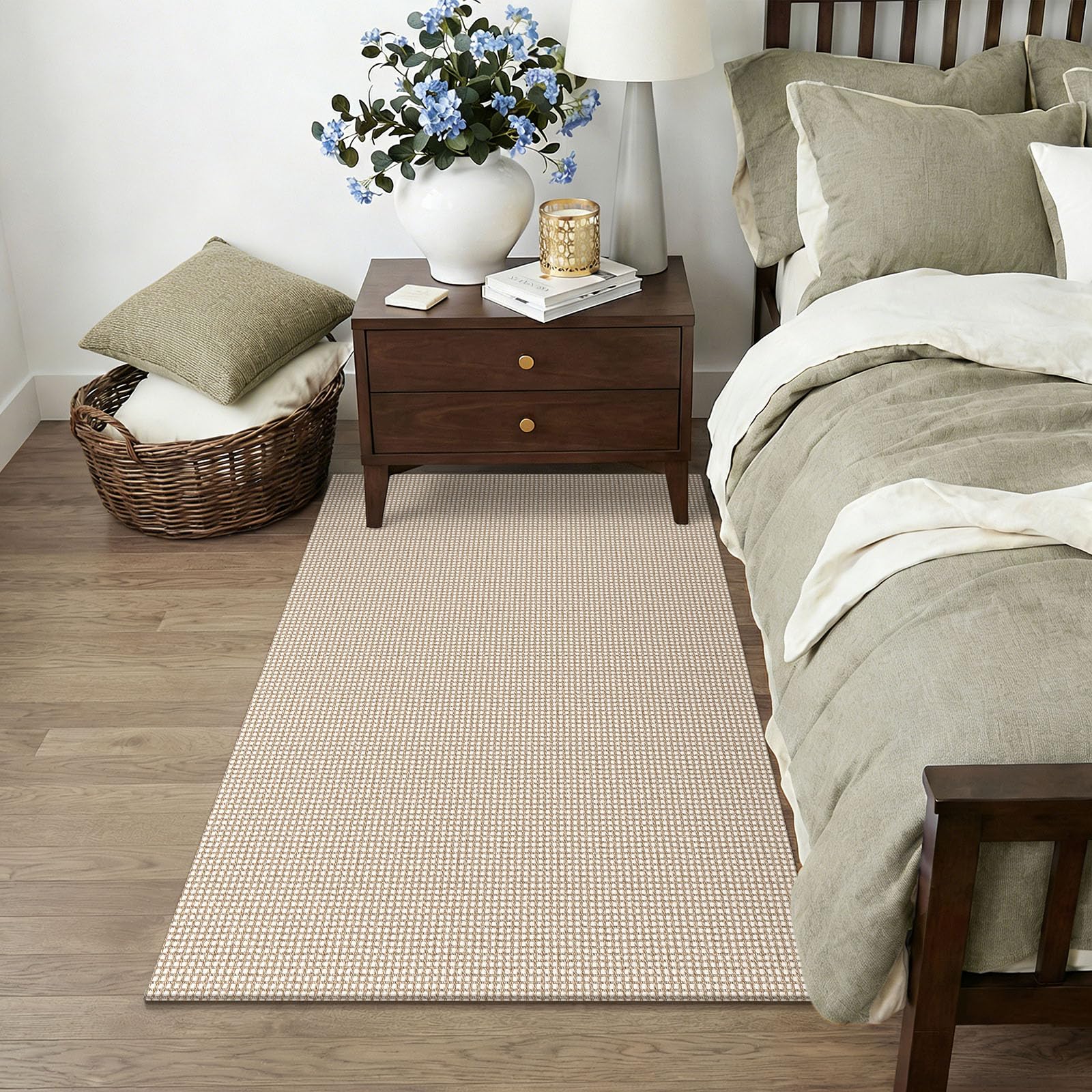 KOZYFLY Rugs for Entryway 3x5 ft Washable Area Rug Non Slip Rubber Backed Entry Rug Woven Indoor Door Mat Cotton Kitchen Rugs for Entryway, Foyer, Backdoor, Ivory/Camel/Brown
