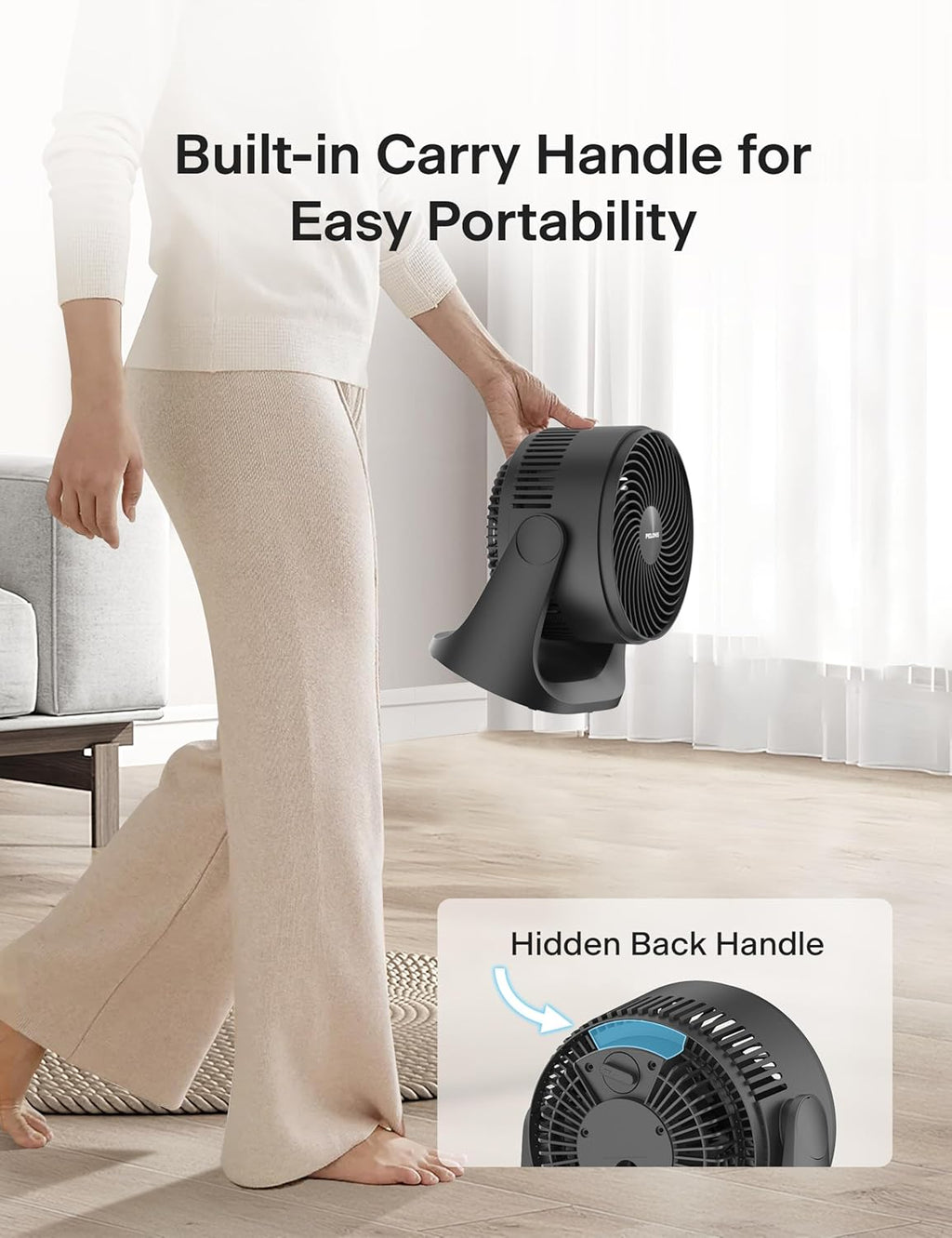 Pelonis 7-Inch Table Fan - 3 Speed Small Room Air Circulator with 100° Adjustable Head Tilt | Black