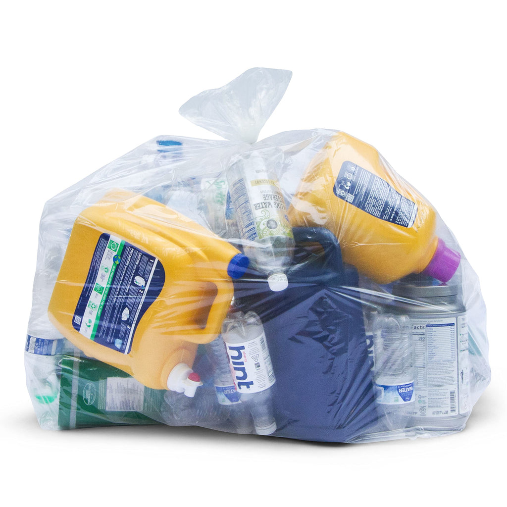 Tasker 64-65 Gallon Clear Trash Bags Heavy Duty, Recycling Bag (Huge 120 Count) 60 Gallon Clear Extra Large Recycling Garbage Bags