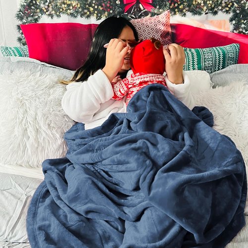 Bedsure GentleSoft Fleece Blanket - Soft, Lightweight Plush Queen Size in Mineral Blue, 90x90 Inches