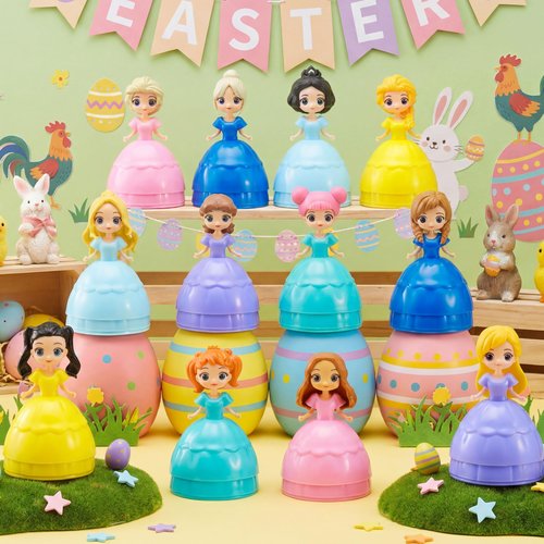 JOYIN 12 Pcs Prefilled Easter Egg Princesses Toys, Surprise Egg Shell Reveals Princess Doll, Easter Eggs for Easter Eggs Hunt, Easter Basket Stuffers, Party Favor, Classroom Prize Supplies
