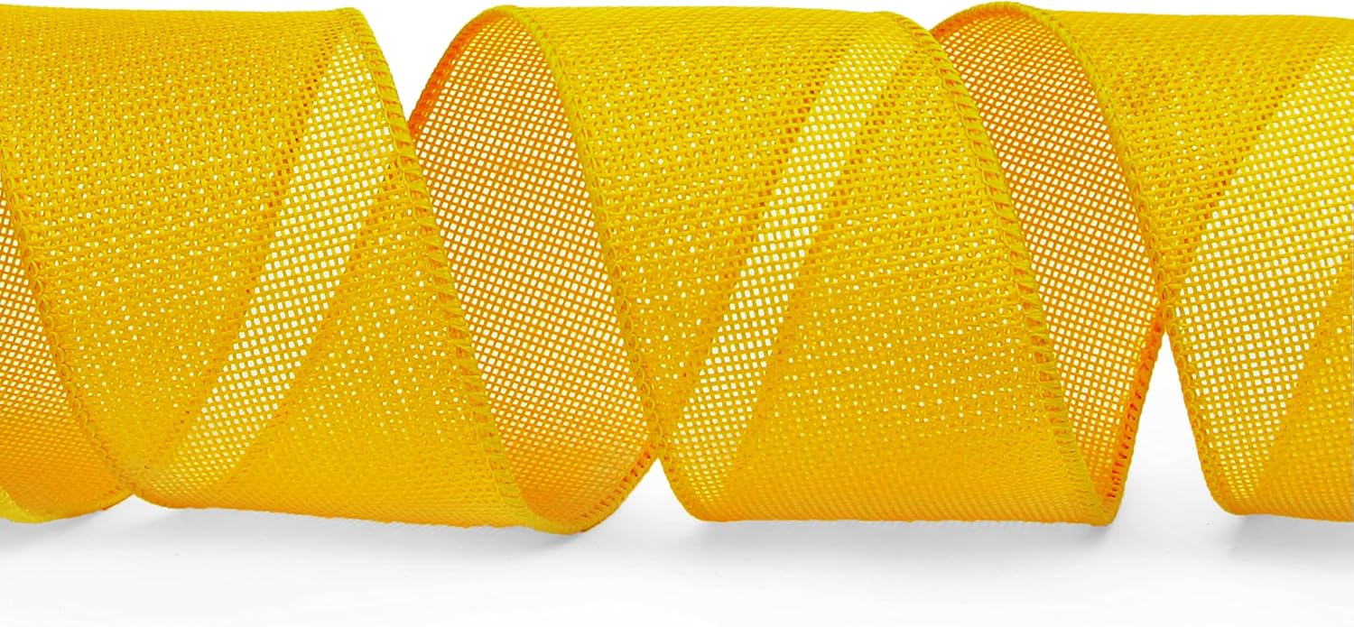 Ribbli Yellow Burlap Wired Ribbon - 2.5 Inch x 10 Yard | Perfect for Bows, Wreaths & Outdoor Decor