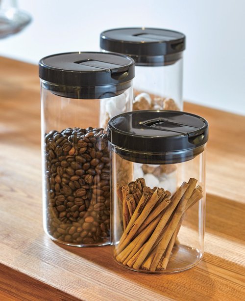 Hario Glass Canister for Coffee and Tea, 1000ml, Red