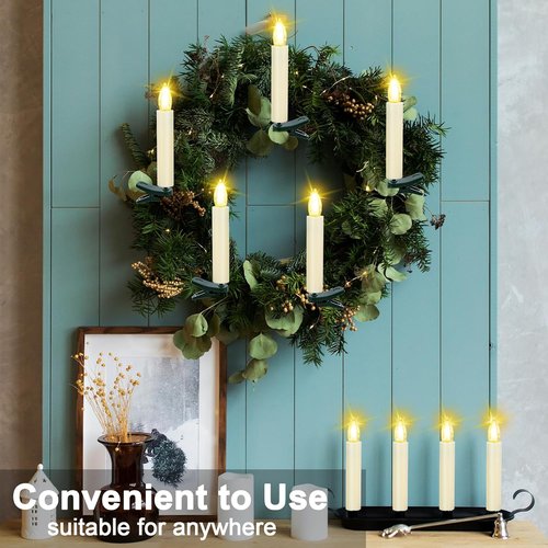 LED Christmas Candles - Flickering Flameless Taper Candles with Remote Timer | Warm White Light, Set of 20