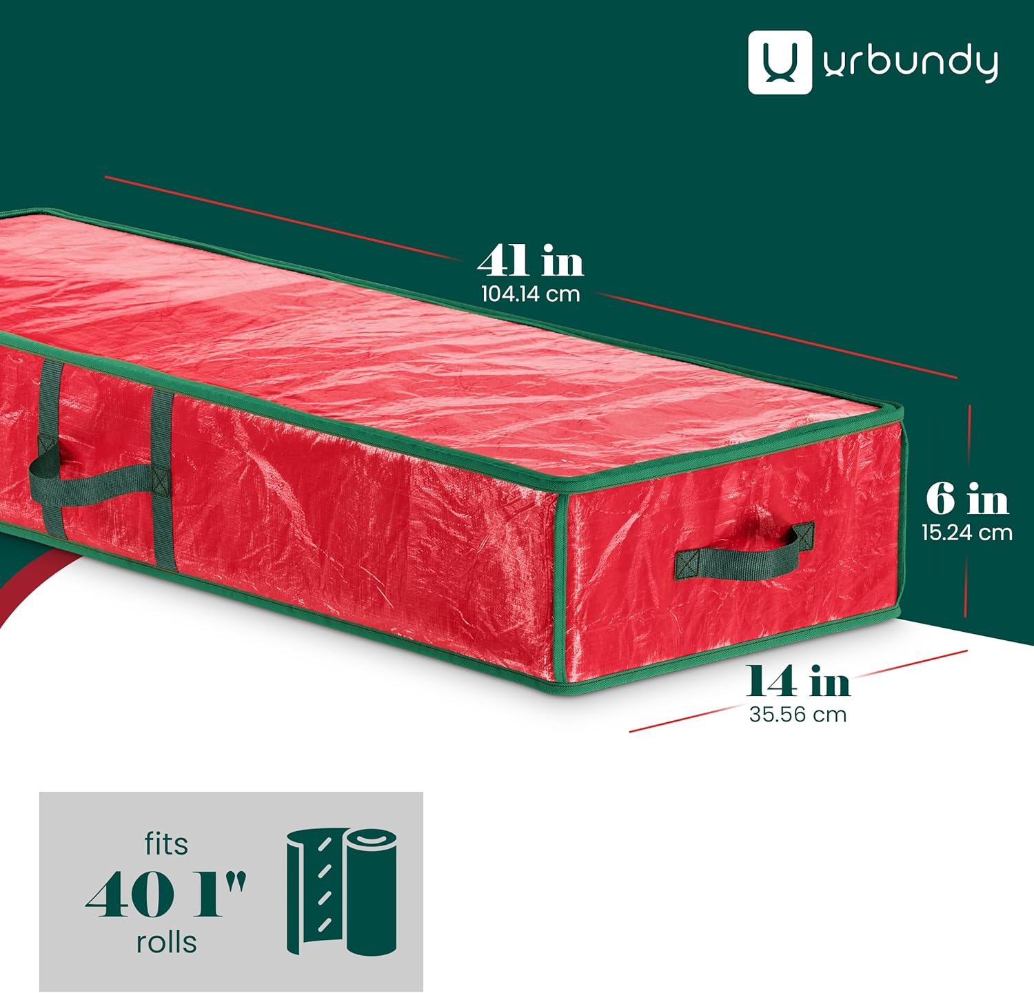 Regine Switzerland Heavy Duty Wrapping Paper Organizer - Red Storage Bag for Christmas Gifts