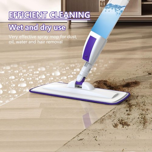 Hisucbetter Spray Mop for Floor Cleaning with 60" Extension Handle, Dry/Wet Mop with 14oz Refillable Bottle, 3 Washable Pads&5 Disposable Refills for Hardwood Laminate Tile Floor Dust Cleaning.