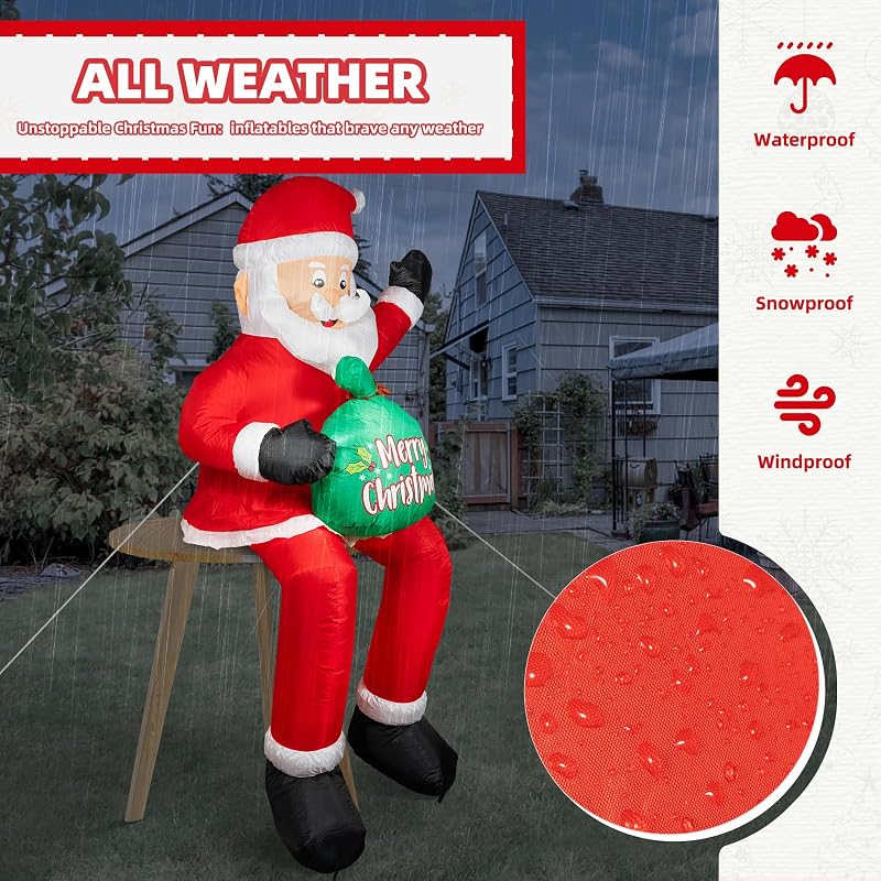 5.6 ft Christmas Inflatable Santa Claus with LED Lights – Weatherproof Yard Decor