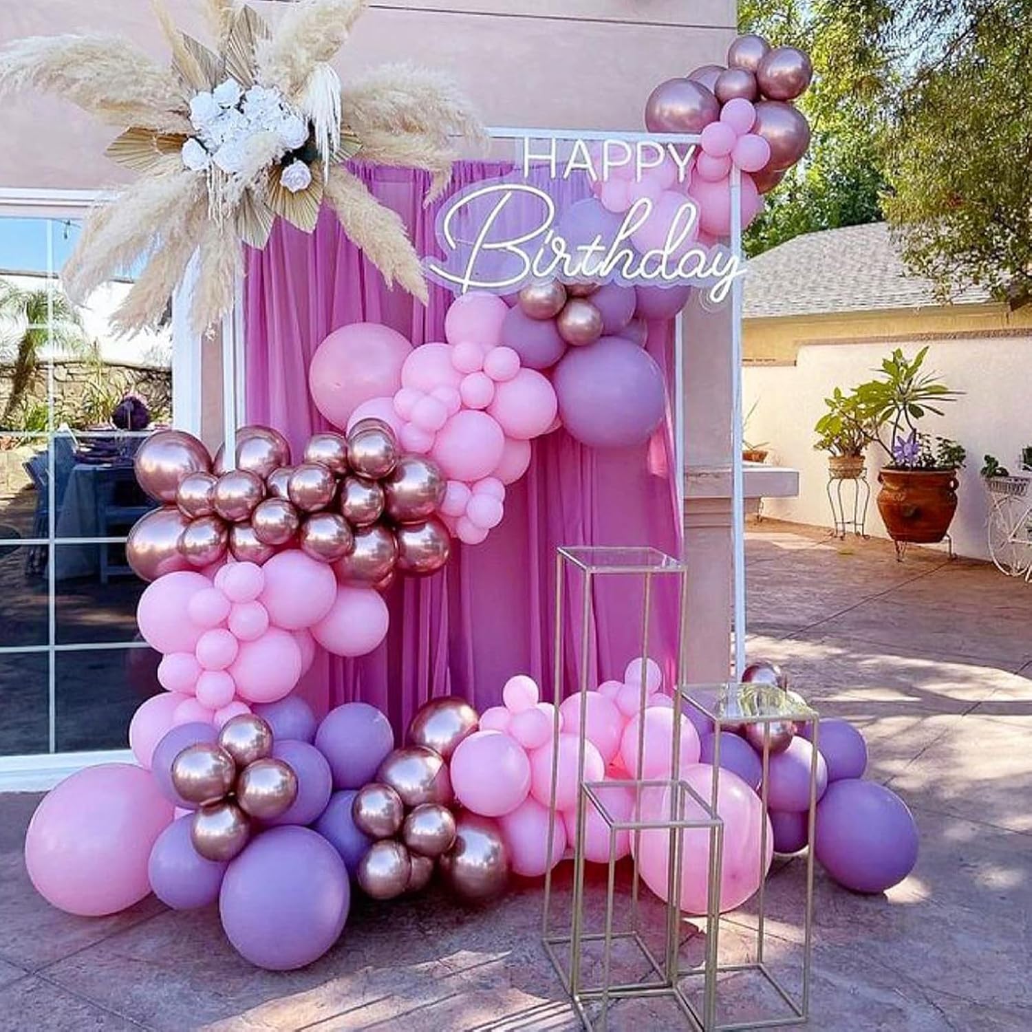 Regine Switzerland 60 Pcs Pastel Metallic Balloons - Pink & Purple Confetti for Birthday & Bridal Showers