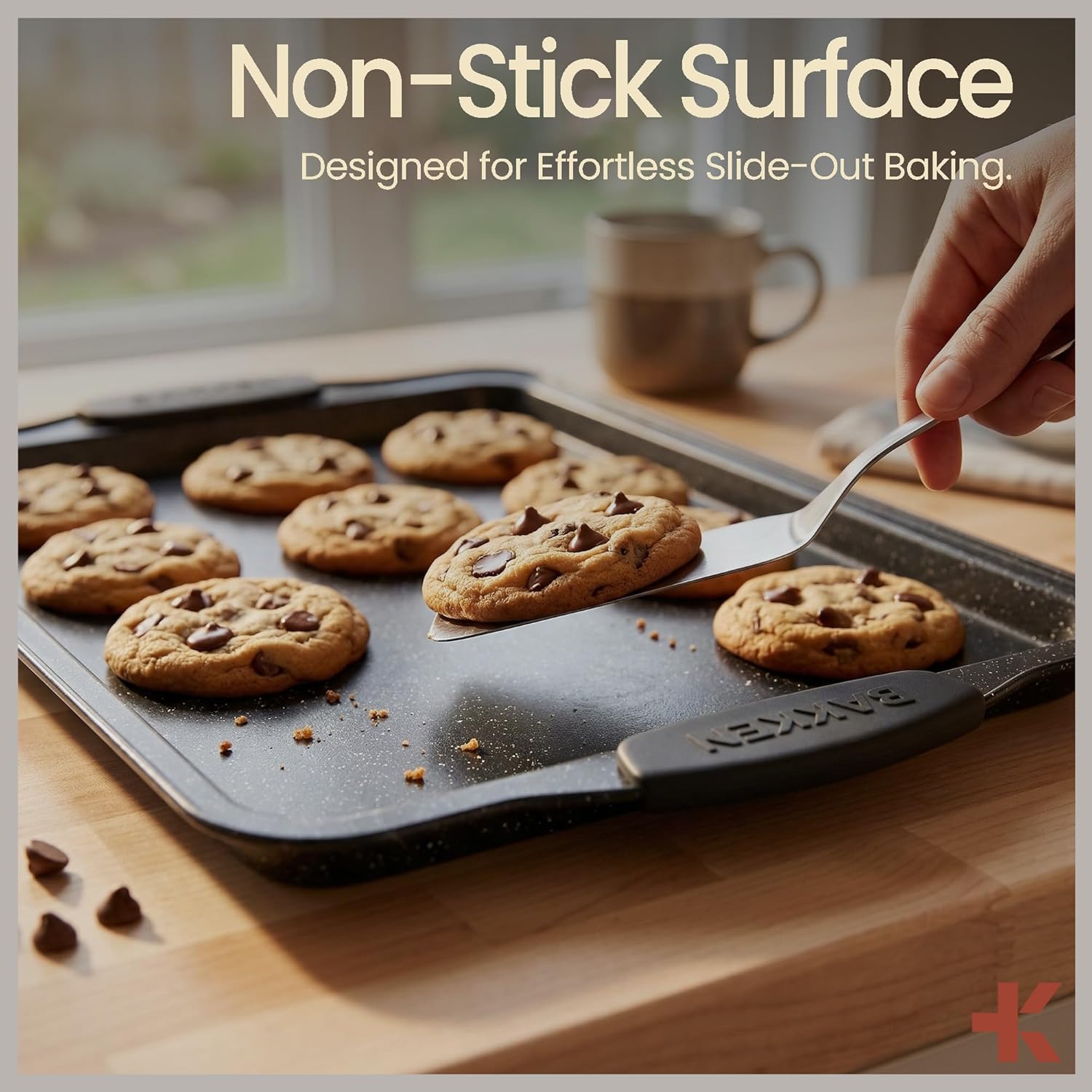 BAKKEN 8-Piece Nonstick Baking Pans Set | Professional Grade Carbon Steel with Gray Marble Coating - Oven & Dishwasher Safe