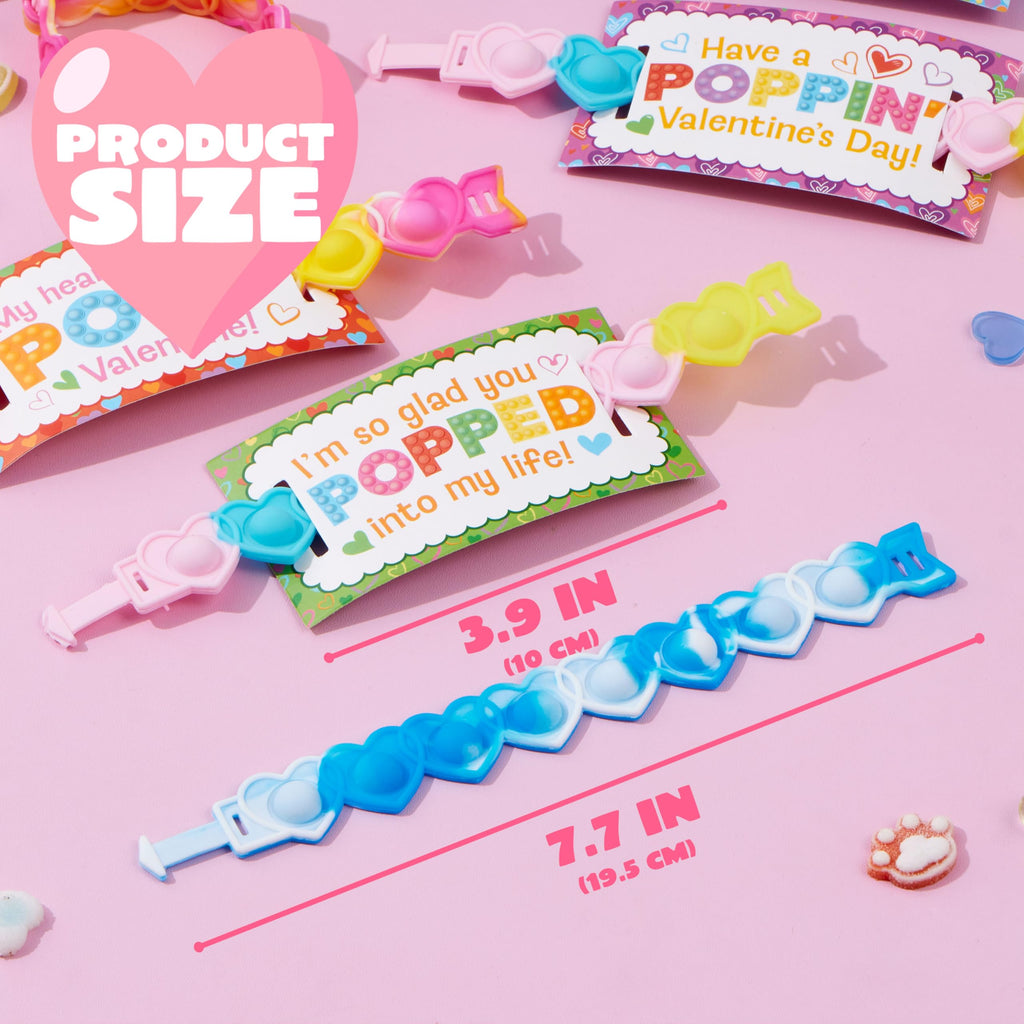 JOYIN 28 PCS Valentine's Day Gifts Cards with Heart Pop Fidget Bracelets, Stress Relief Pop Bubble Fidget Toys for Kids Girls Boys Valentines Classroom School Exchange Gifts, Party Favor Prizes