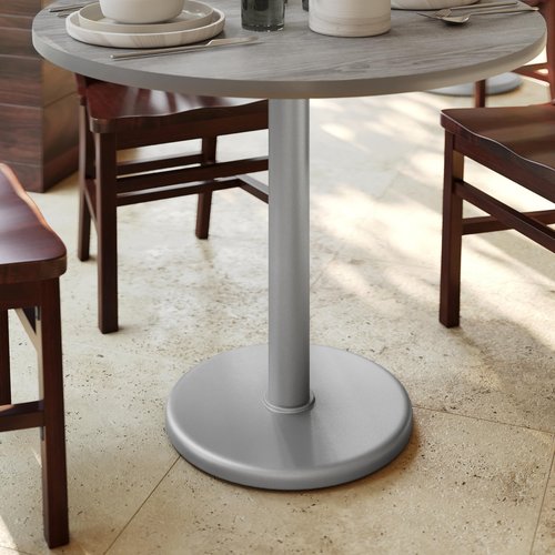 Flash Furniture Beverly 18" Round Restaurant Table Base with 3" Diameter Table Height Column, Commercial Cast Iron Restaurant Round Table Base, Silver