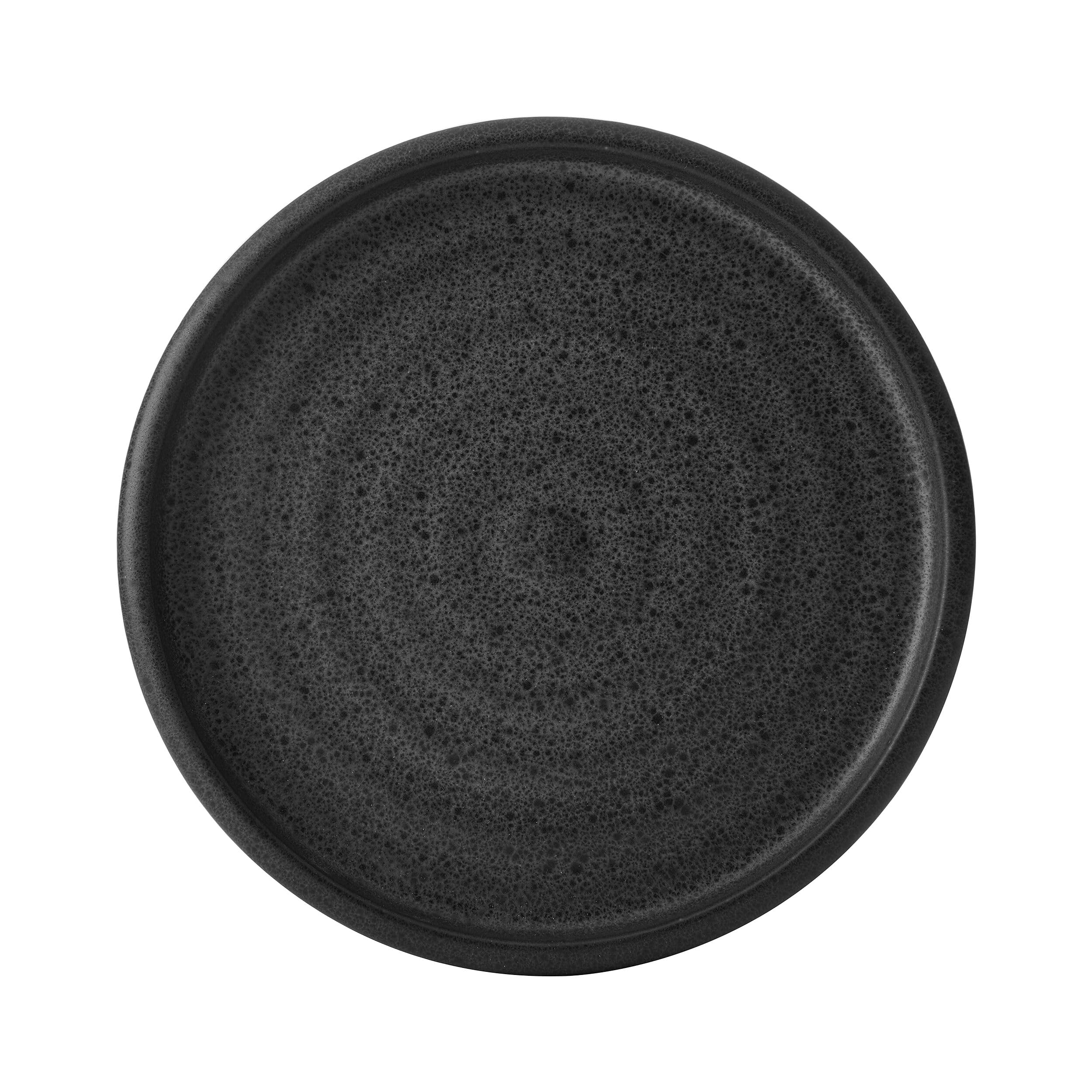 Mikasa Declan 12 Piece Stoneware Dinnerware Set, Service for 4, Modern Black Plate and Bowl Dishes with High Rims, Black