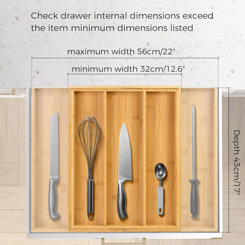 Utoplike Bamboo Drawer Organizer - Adjustable Utensil Holder & Cutlery Tray | 5 Slot for Kitchen & Home
