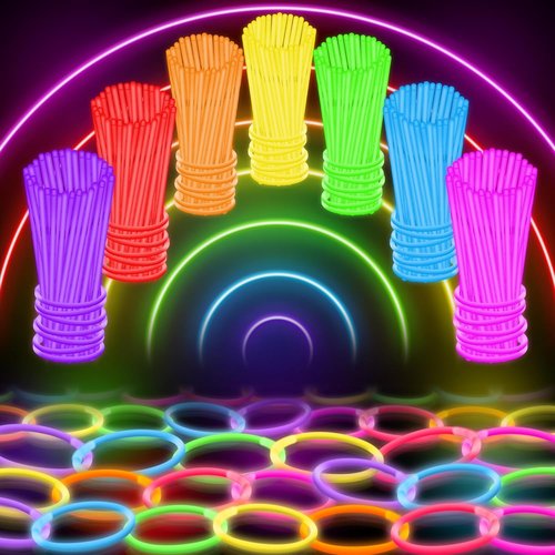 100 Ultra Bright Glow Sticks Bulk Party Pack - Halloween Glow in the Dark Supplies | 8" Glowsticks with Bracelets & Necklaces