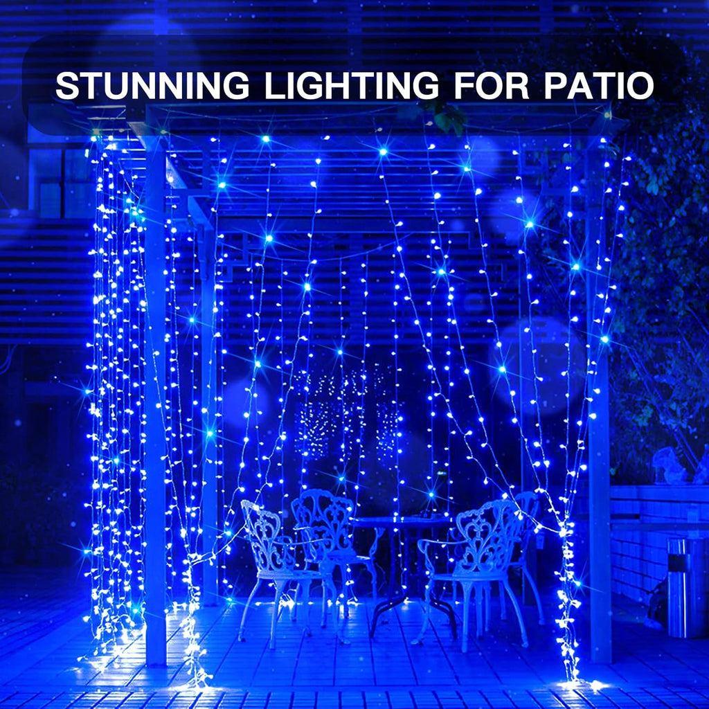 Suddus Curtain Lights - 200 LED Waterproof Fairy String Lights for Bedroom & Outdoor Decor | Blue